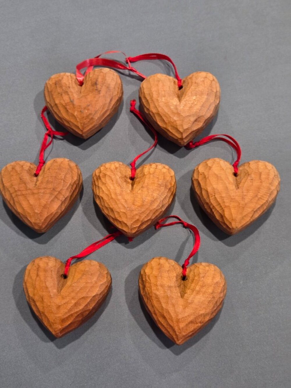 Vintage Solid Wood Heart Tree Ornaments